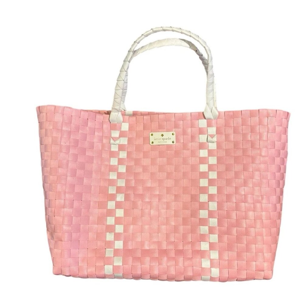 Kate Spade LTD EDITION Pink & White Woven Tote NWT
